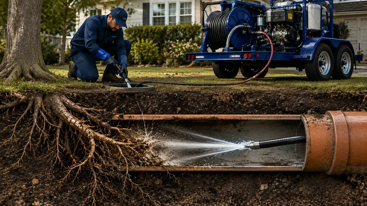 Tree Root Removal with Hydro Jetting in Brea